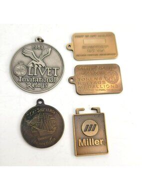 Keychain Lot Businesses Medallions Round and Rectangular Repurpose Sc814